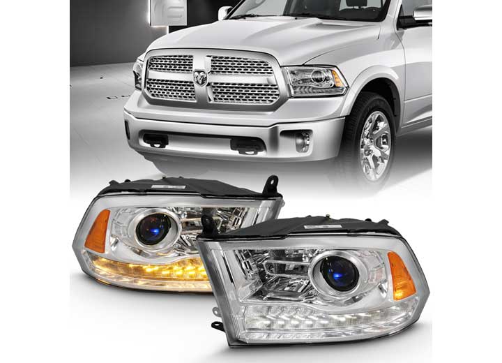 DODGE RAM 1500 09-18 / 2500/3500 10-18 PROJECTOR PLANK STYLE SWITCHBACK HEADLIGHTS CHROME (OE STYLE) (FOR ALL MODELS)