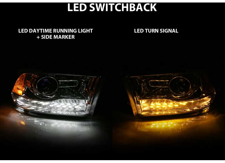 DODGE RAM 1500 09-18 / 2500/3500 10-18 PROJECTOR PLANK STYLE SWITCHBACK HEADLIGHTS CHROME (OE STYLE) (FOR ALL MODELS)