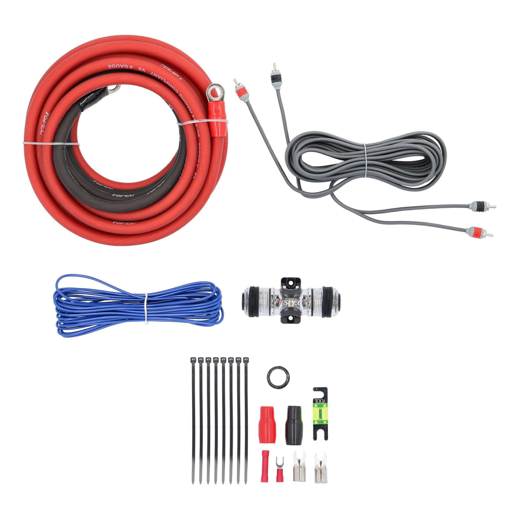 V8 SERIES 4 AWG 1500 WATT OFC AMP INSTALLATION KIT WITH RCA