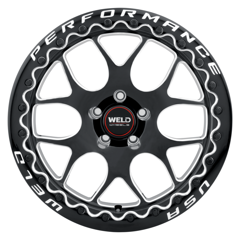 WELD SOLANA BEADLOCK DRAG GLOSS BLACK WHEEL WITH MILLED SPOKES 17x10 | 5x115 BC | +30 OFFSET| 6.70 BACKSPACING - S91070071P30