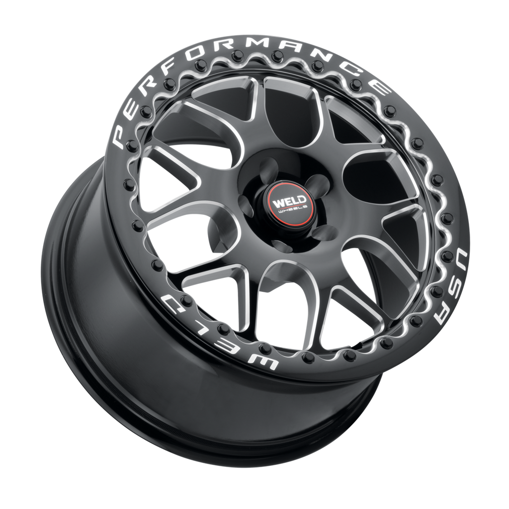 WELD SOLANA BEADLOCK DRAG GLOSS BLACK WHEEL WITH MILLED SPOKES 17x10 | 5x115 BC | +30 OFFSET| 6.70 BACKSPACING - S91070071P30