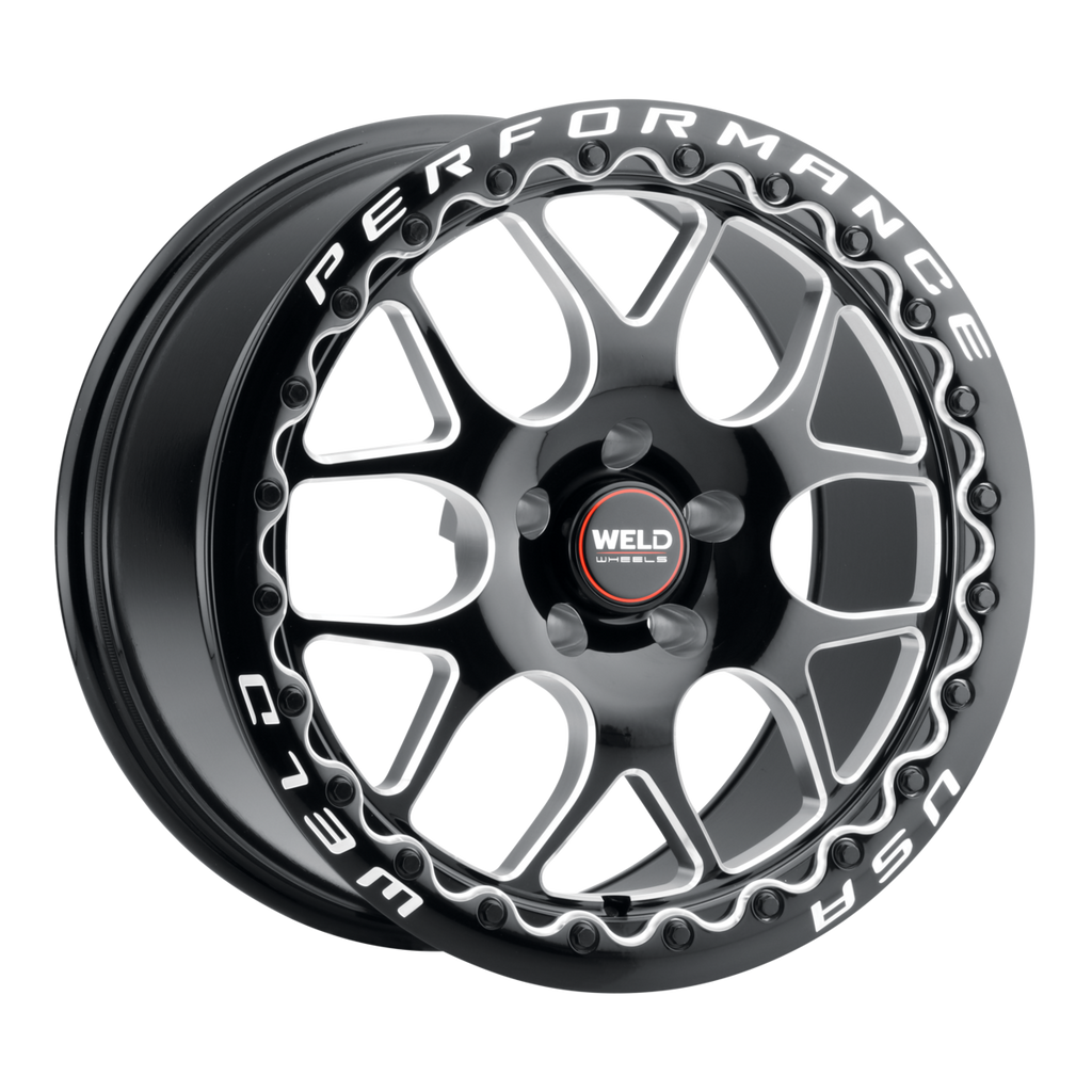 WELD SOLANA BEADLOCK DRAG GLOSS BLACK WHEEL WITH MILLED SPOKES 17x10 | 5x115 BC | +30 OFFSET| 6.70 BACKSPACING - S91070071P30